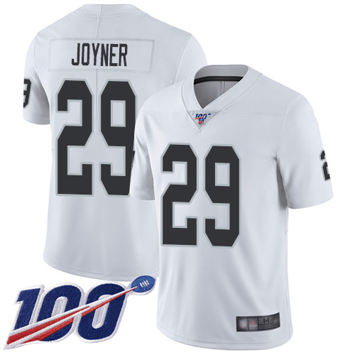 Men Oakland Raiders Limited White Lamarcus Joyner Road Jersey NFL Football #29 100th Season Vapor Jersey